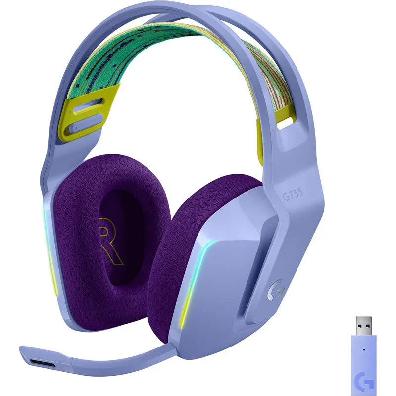 Logitech G733 Lila Light Speed Wireless RGB Stereo Over-The-Head Binaural Circumaural Gaming Headset (65.6ft, 5kg Ohm, 20 Hz - 20kHz) - eBuy UAE