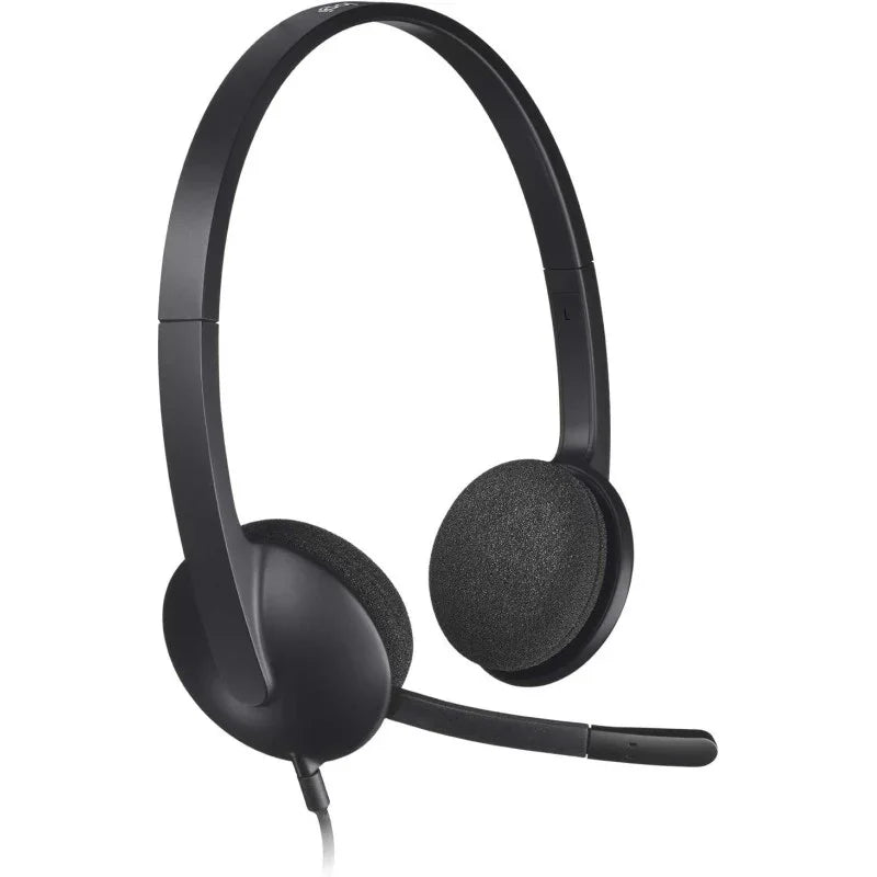 Logitech H340 Wired Headset, Stereo Headphones With Noise Cancelling Microphone, USB, PC/Mac/Laptop Black, 981-000507, 981-000475, S, M, L - eBuy UAE