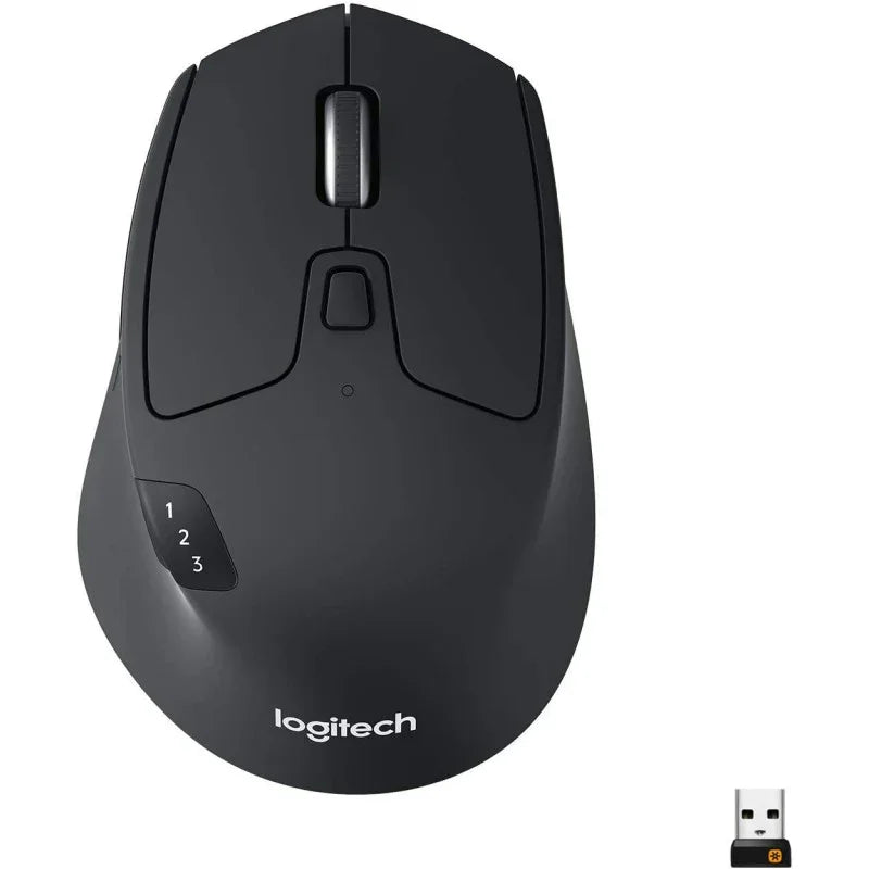 Logitech M720 Triathalon Multi-Device Wireless Mouse Easily Move Text, Images And Files Between 3 Windows And Apple Mac Computers Paired With Bluetooth Or USB, Hyper-Fast Scrolling, Black - eBuy UAE
