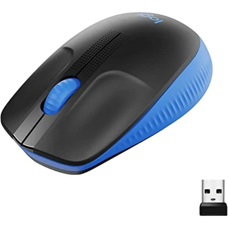Logitech Wireless Mouse M190,Full Size Ambidextrous Curve Design,18-Month Battery With Power Saving Mode, USB Receiver,Precise Cursor Control And Scrolling,Wide Scroll Wheel,Scooped Buttons-Black/Blue - eBuy UAE