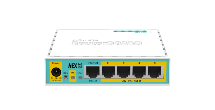 MIKROTik RB750UPr2 (hEX PoE lite) Router,5xEthernet with PoE output for four ports, USB, 650MHz CPU, 64MB RAM, RouterOS L4 - eBuy UAE