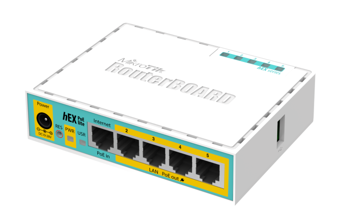 MIKROTik RB750UPr2 (hEX PoE lite) Router,5xEthernet with PoE output for four ports, USB, 650MHz CPU, 64MB RAM, RouterOS L4 - eBuy UAE