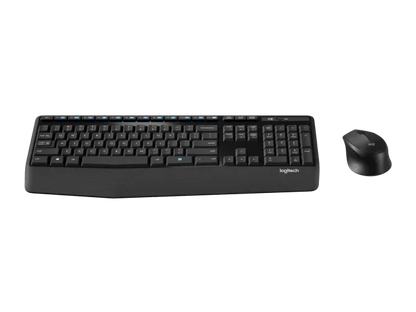 Logitech MK345 Wireless Keyboard and Mouse Combo, 10m Operating Distance, USB Receiver Interface, 1000DPI Sensor Resolution, With Palm Rest, English Arabic Layout, Black | 920-010068 - eBuy UAE