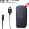 SanDisk 1TB Portable SSD, 520MB/s R, USB 3.2 Gen 2, Rugged SSD with Upto 2 Meter Drop Protection, Type-C to Type-A Cable, PC Mac Compatible, 3 Y Warranty, External - SDSSDE30-1T00-G25