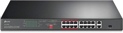 TP Link SL1218P 16-Port 10/100 Mbps + 2-Port Gigabit Rackmount Switch with 16-Port PoE+ 150W - eBuy UAE