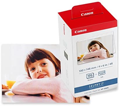 Canon KP-108 Color Ink Paper Set, Postcard Size 100 x 148 mm, 108 Sheets Selphy CP