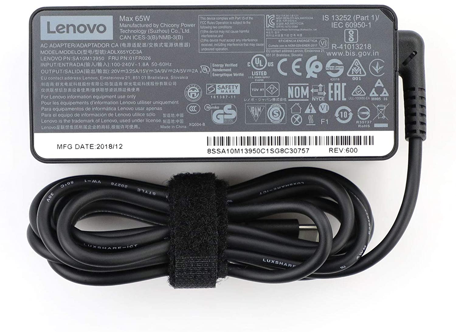 Original 65W USB-C Charger for Lenovo Thinkpad X1 Carbon Yoga 5 X270 X280  T580 – eBuy UAE