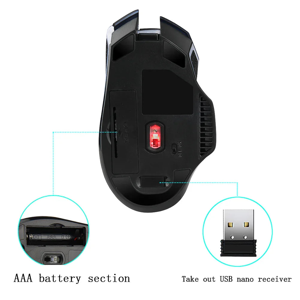 Universal 800/1200/1600/2400DPI 2.4G Wireless Gaming Mouse PC Laptop Supplies - eBuy UAE