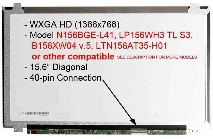40-Pin Non Touch Laptop Screen 15.6" for HP COMPAQ 15-R255NE 15-R042ER 15-r043tu 15-r111nt 15-r112nt 15-r113nx - eBuy UAE