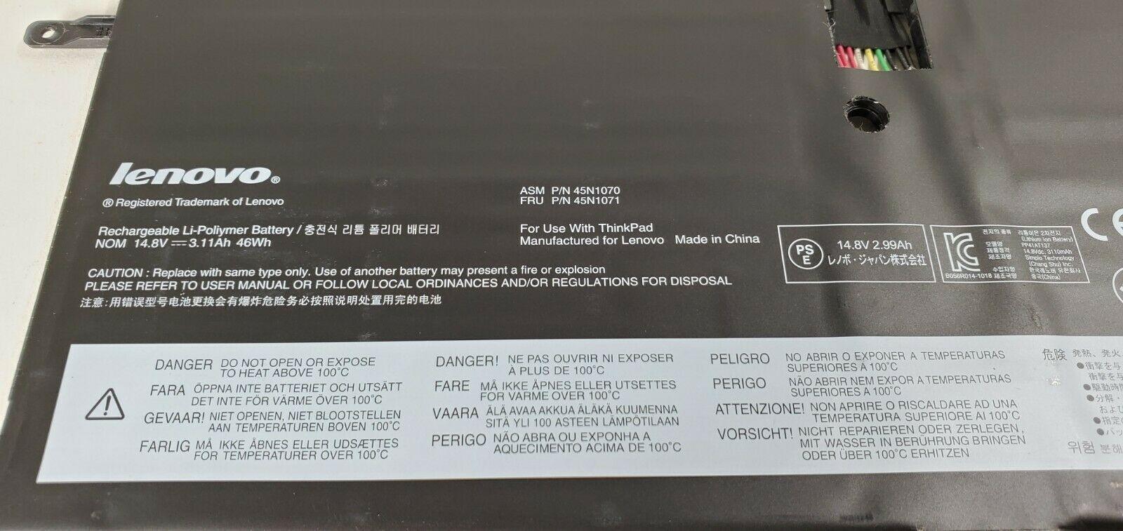Original Lenovo ThinkPad New X1 Carbon, 45N1070, 45N1071 Laptop Battery - eBuy UAE