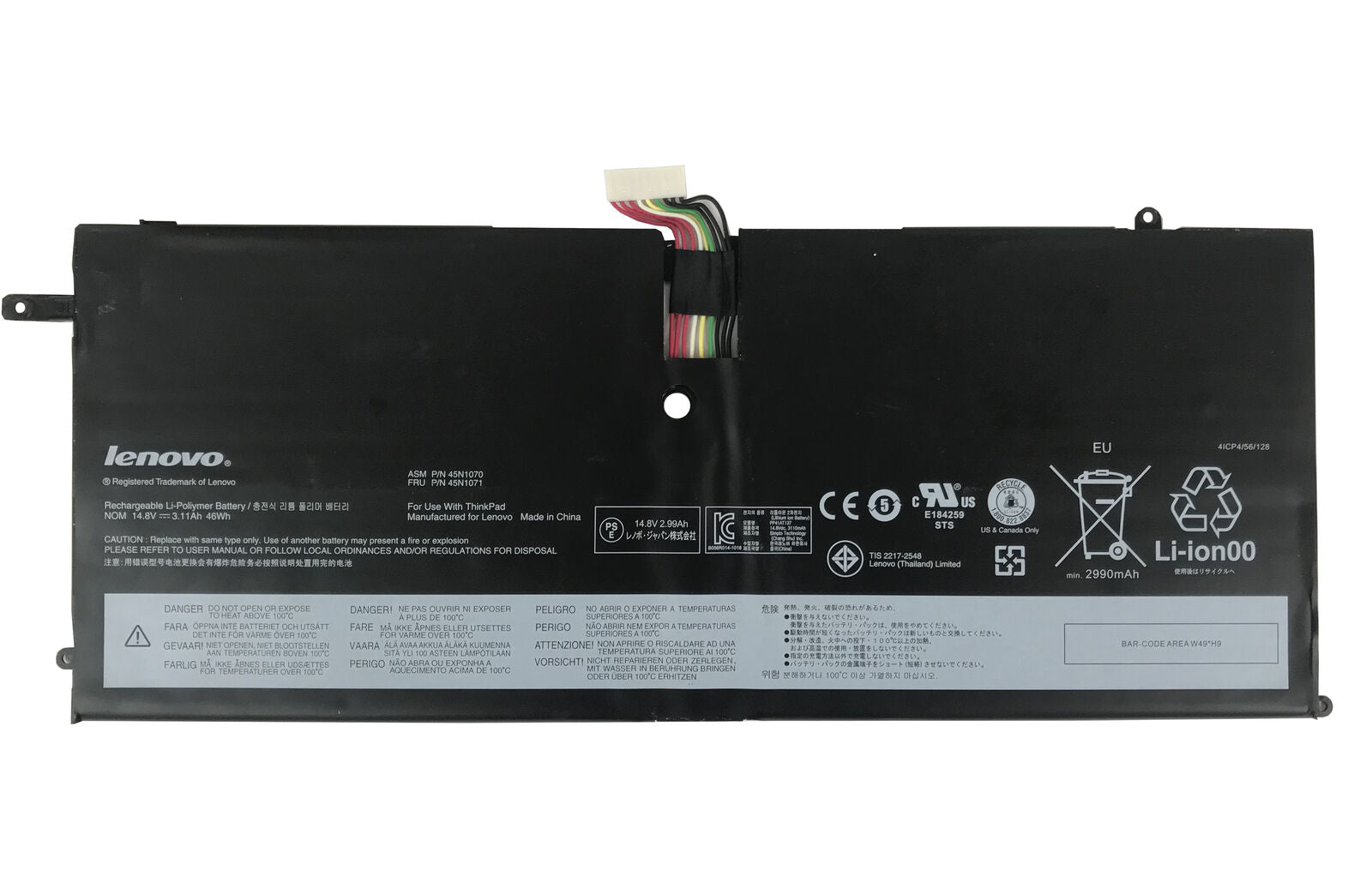 46wh Genuine ASM 45N1070 45N1071 Lenovo ThinkPad X1 For Carbon X1C Series 3444 3448 3460 Tablet Laptop Battery - eBuy UAE