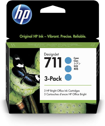 HP 711 3-pack 29-ml Cyan Designjet Ink Cartridge (CZ134A) for T120 24-in  Printer T520 36-in Printer