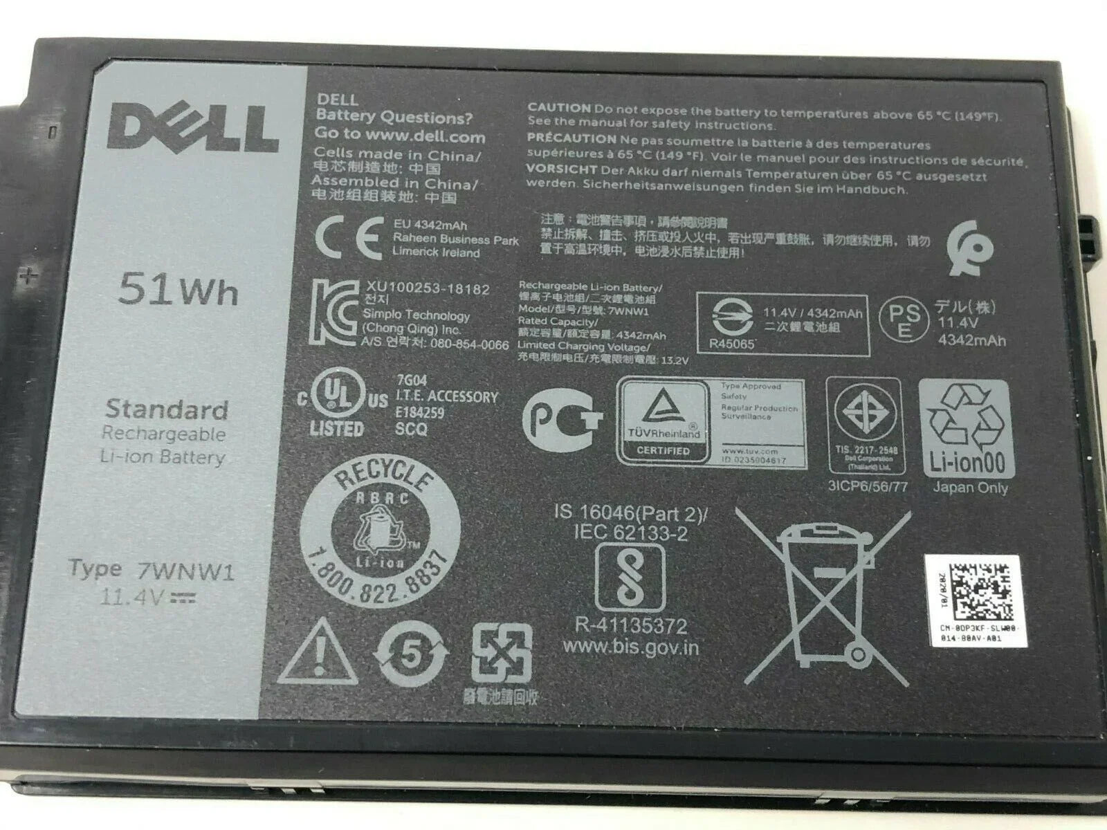 7WNW1 Genuine Dell Latitude 7424, Dell Latitude 5424, Dell Latitude 5420 Laptop Battery - eBuy UAE