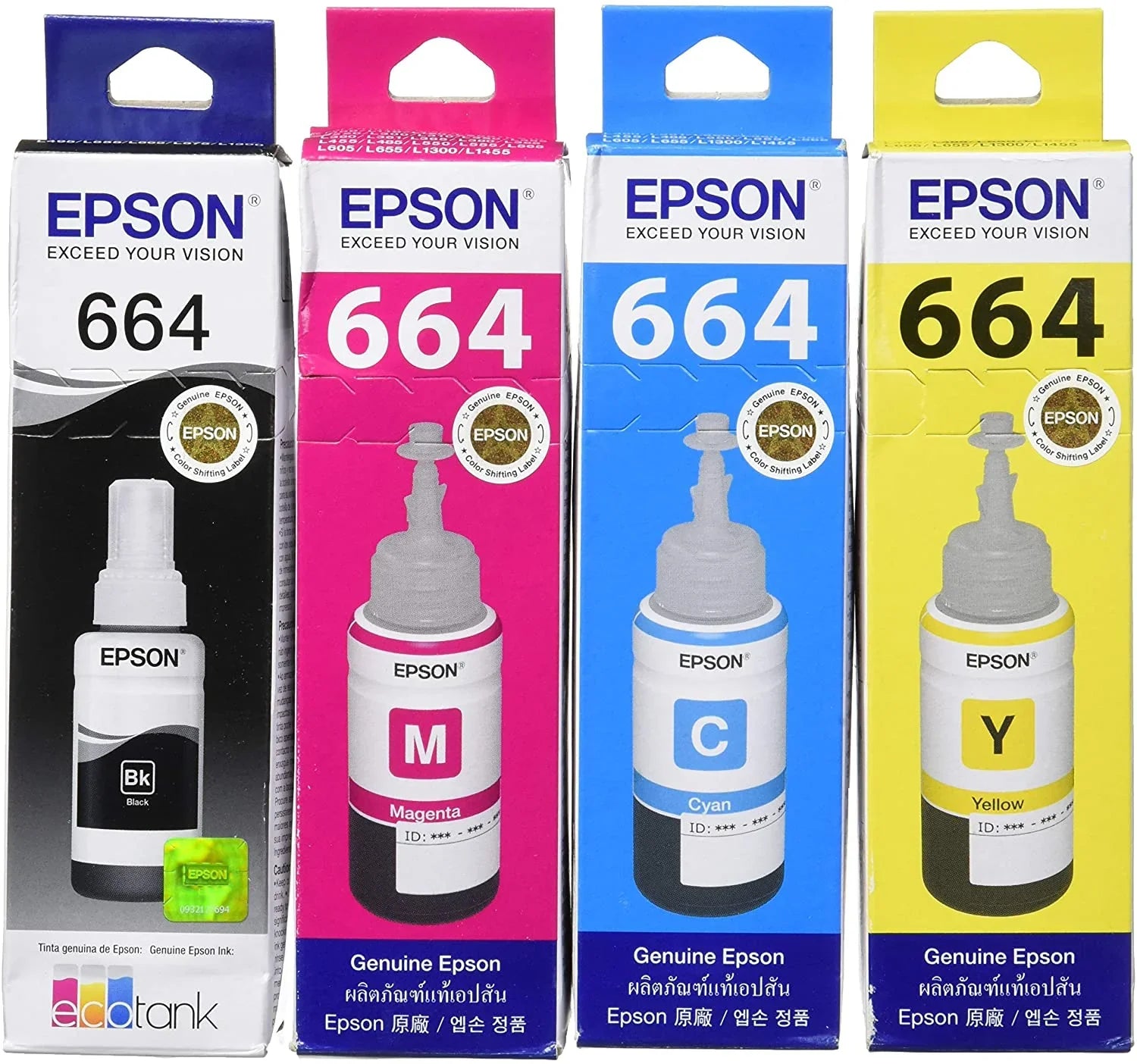 Original Epson 664 Refill Ink Set (T6641 T6642 T6643 T6644) for L100 L110 L120 L200 L210 - eBuy UAE