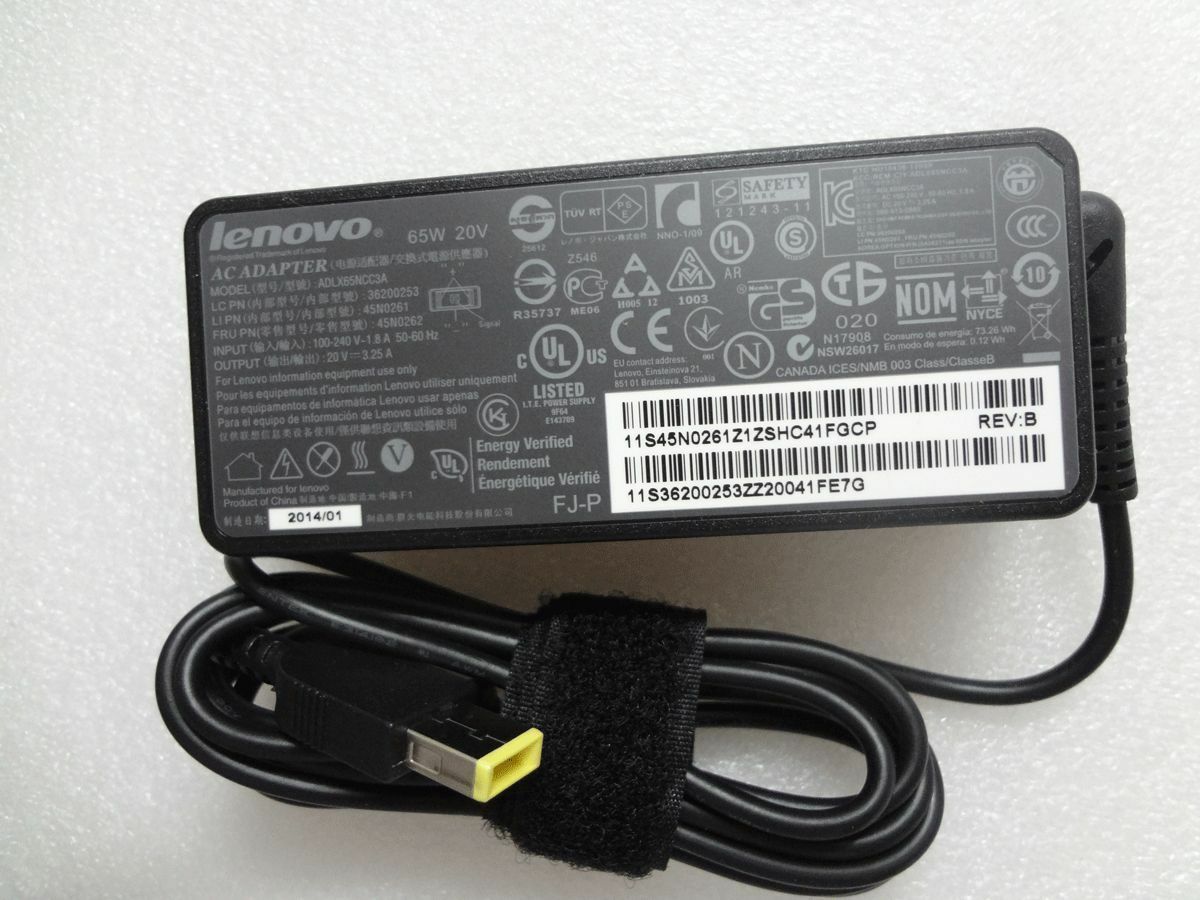 Original 20V 3.25A 65W Square tip Notebook Lenovo ADLX65NLC3A ADLX65NCC3A Adapter - eBuy UAE