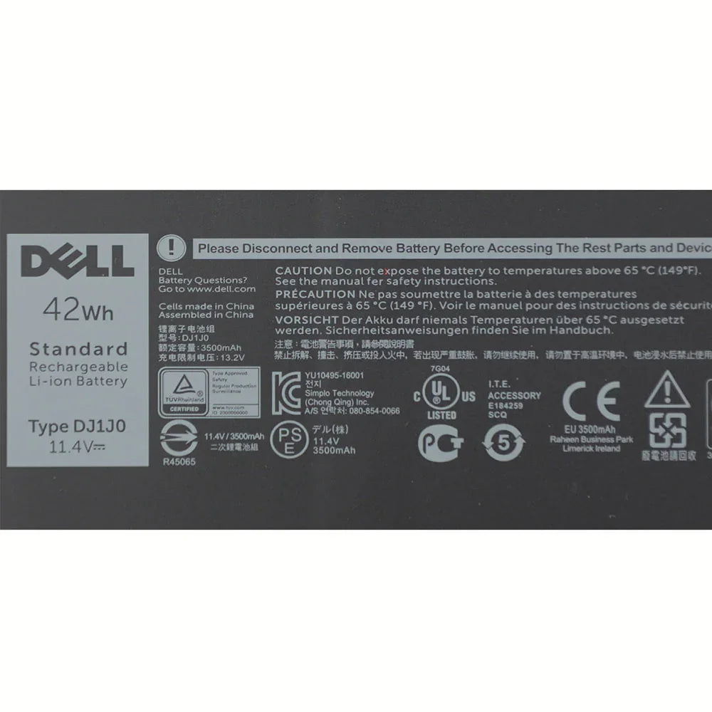 Original DJ1J0 Dell Latitude 12 7000, 7280, 7480 Series [ 11.4V, 42WH] - Black Notebook Laptop Battery - eBuy UAE