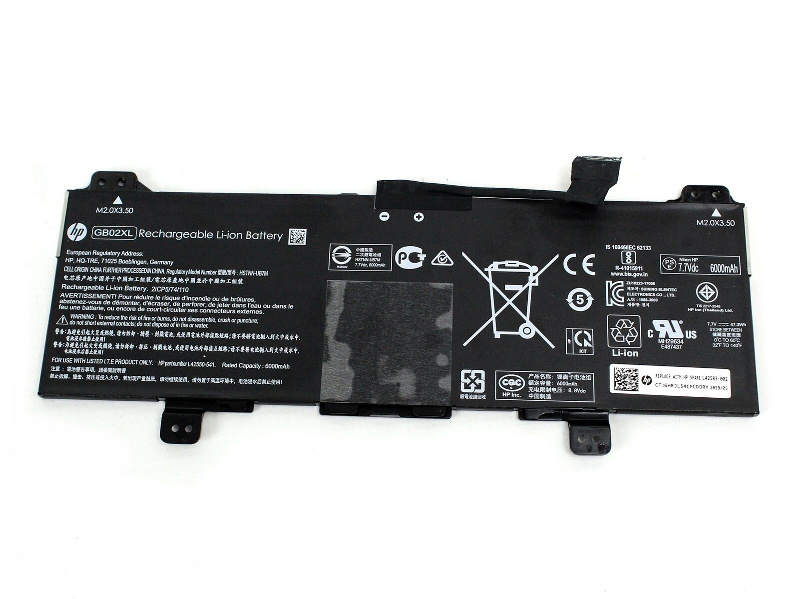 GB02XL Original HP ChromeBook 14-DB0051CL 7.7V - 47.3Wh L42583-005 Laptop Battery - eBuy UAE