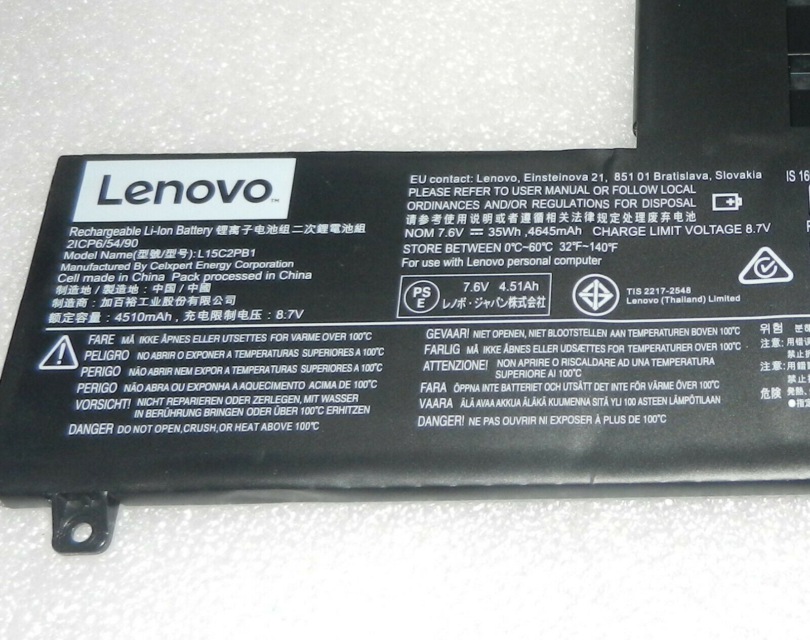 7.6V 45Wh Original L15C2PB1 5B10K84491 Laptop Battery compatible with Lenovo Yoga 510 510-14IKB 510-15IKB 510-15ISK 510-14ISK - eBuy UAE