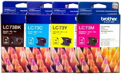 Brother Lc-73 Black, Cyan, Magenta & Yellow Ink Cartridge Set 73, LC73BK, LC73C, LC73M, LC73Y