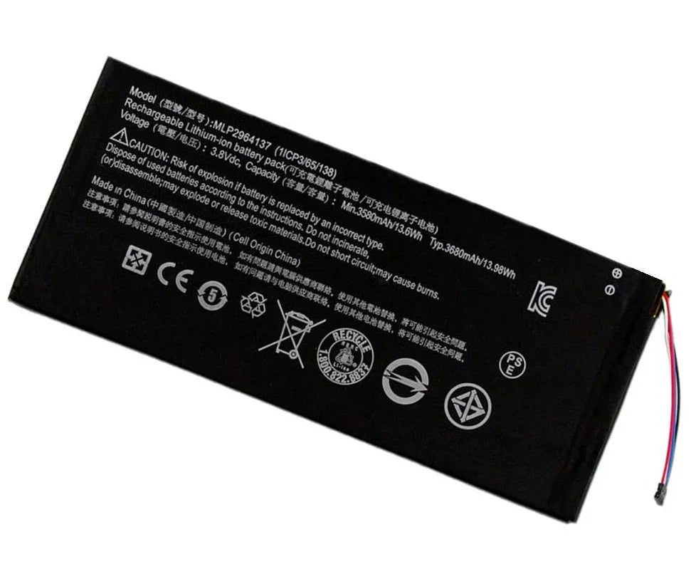 3.8V 13.6wh 3580mAh Original MLP2964137 Acer A1402 Iconia One 7 B1-730 B1-730HD 16GB Wi-Fi 3165142P A1402 Battery - eBuy UAE