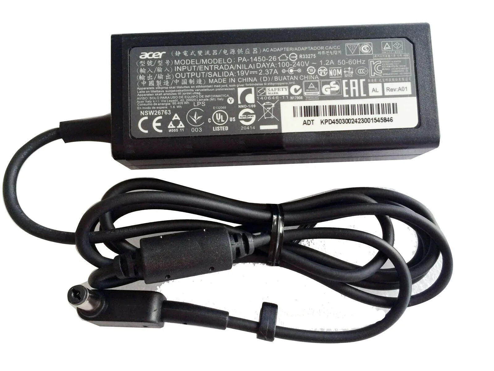 Original 19V 2.37A 45W Laptop Adapter compatible with Acer Aspire ES1-512 711 PA-1450-26 ES1-512 E5-721-66XJ ES1-711-P3YR - eBuy UAE
