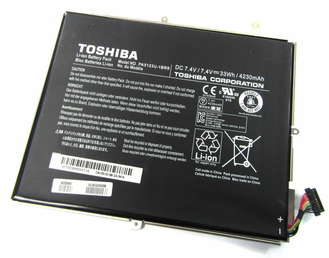 7.4V 33wh Original PA5123U-1BRS Toshiba EXCITE Pro AT10LE-A-108 AT300 Tablet Laptop Battery - eBuy UAE