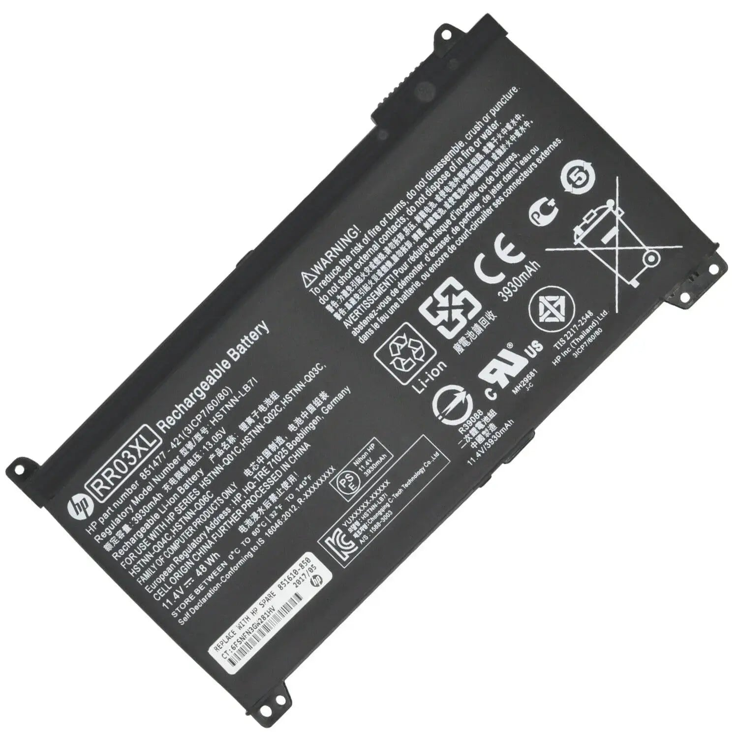 RR03XL Replacement Laptop Battery For HP ProBook 440/450/470 G4 – 48Wh, 11.4V